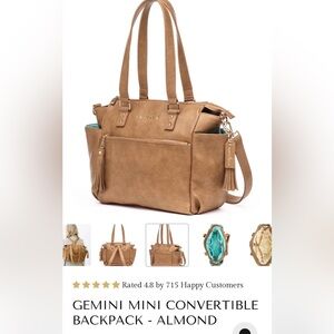 White Elm Gemini Mini Convertible Backpack & Ara Crossbody Set – Almond